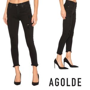 NEW AGOLDE Sophie Crop High Rise Skinny - Harlow Destruct